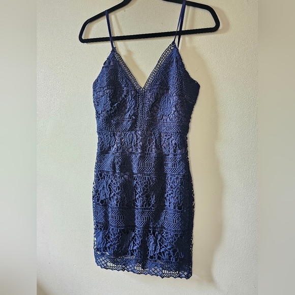 Wedding Navy Blue Lacey Dress - Picture 2 of 3